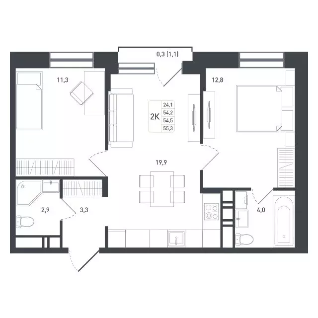 2-комнатная квартира: Московская область, городской округ Подольск, ... - Фото 1