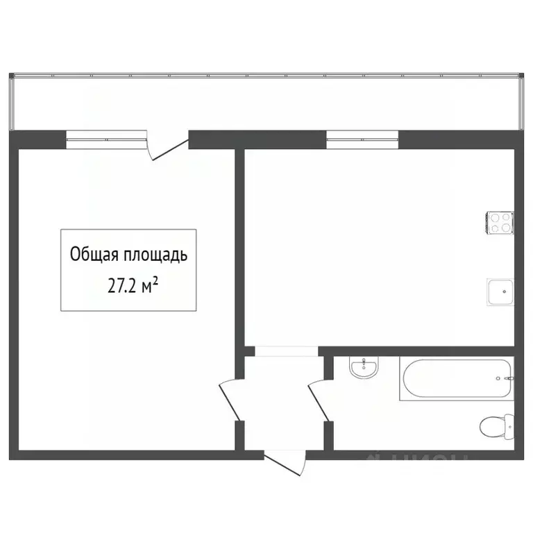 1-к кв. Томская область, Томск ул. Говорова, 8 (27.2 м) - Фото 1