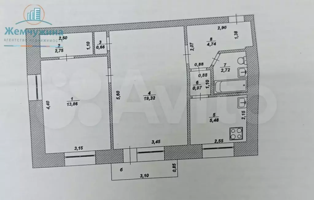 2-к. квартира, 50,5 м, 5/5 эт. - Фото 0