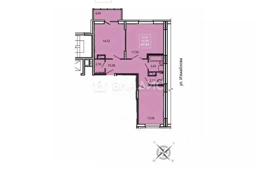2-к кв. Пензенская область, Пенза ул. Измайлова, 41Б (68.0 м) - Фото 1