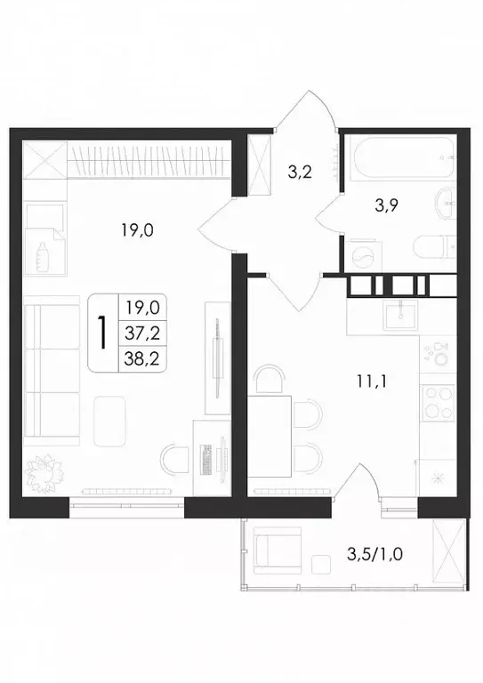 1-к кв. Воронежская область, Новоусманский район, пос. Отрадное ул. ... - Фото 0