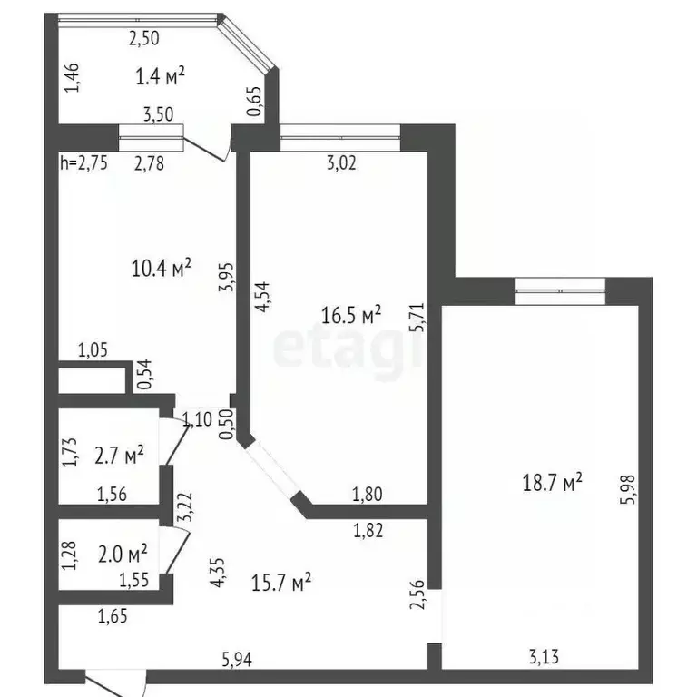 2-к кв. Брянская область, Брянск ул. Матвеева, 8 (66.0 м) - Фото 1