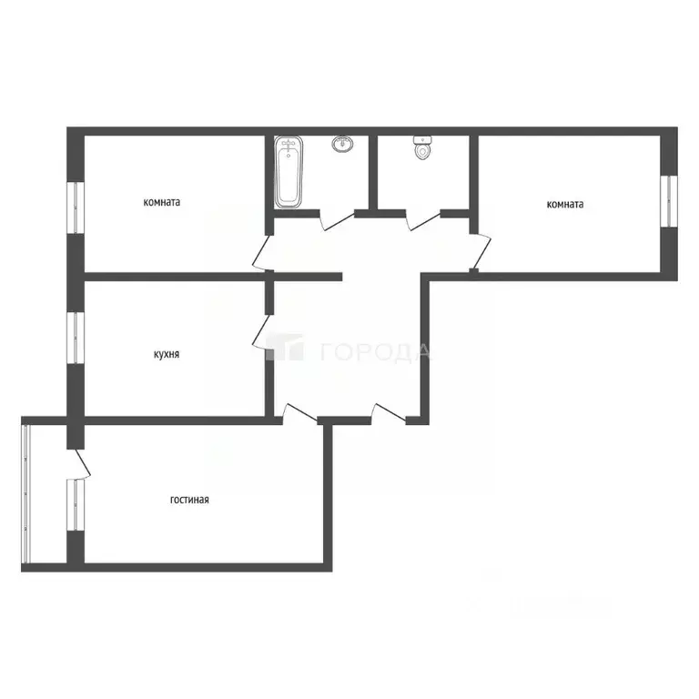 3-к кв. Алтайский край, Барнаул Интернациональная ул., 23 (67.0 м) - Фото 1