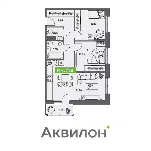 2-к кв. Архангельская область, Северодвинск  (57.38 м) - Фото 0