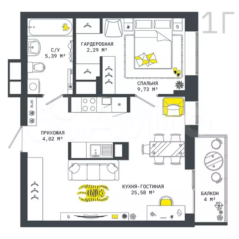 1-к. квартира, 51 м, 13/25 эт. - Фото 0