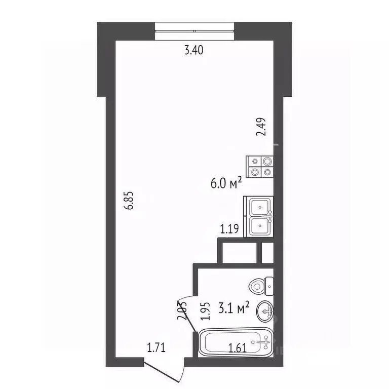 Студия Москва Дмитровское ш., 73Б (22.3 м) - Фото 1