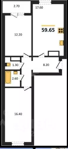 3-к кв. Челябинская область, Челябинск Университетская Набережная ул., ... - Фото 2