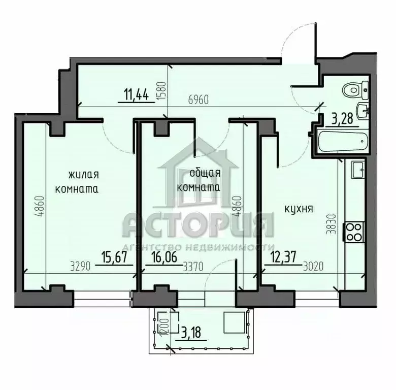 2-к кв. Красноярский край, Красноярск Северное ш., 48А (59.9 м) - Фото 0