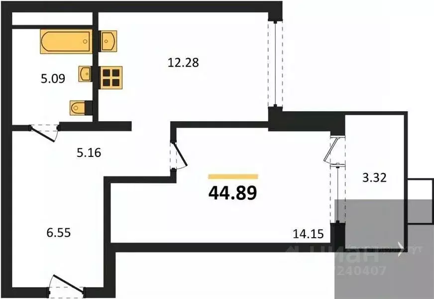 1-к кв. Воронежская область, Воронеж наб. Чуева, 7 (44.89 м) - Фото 0