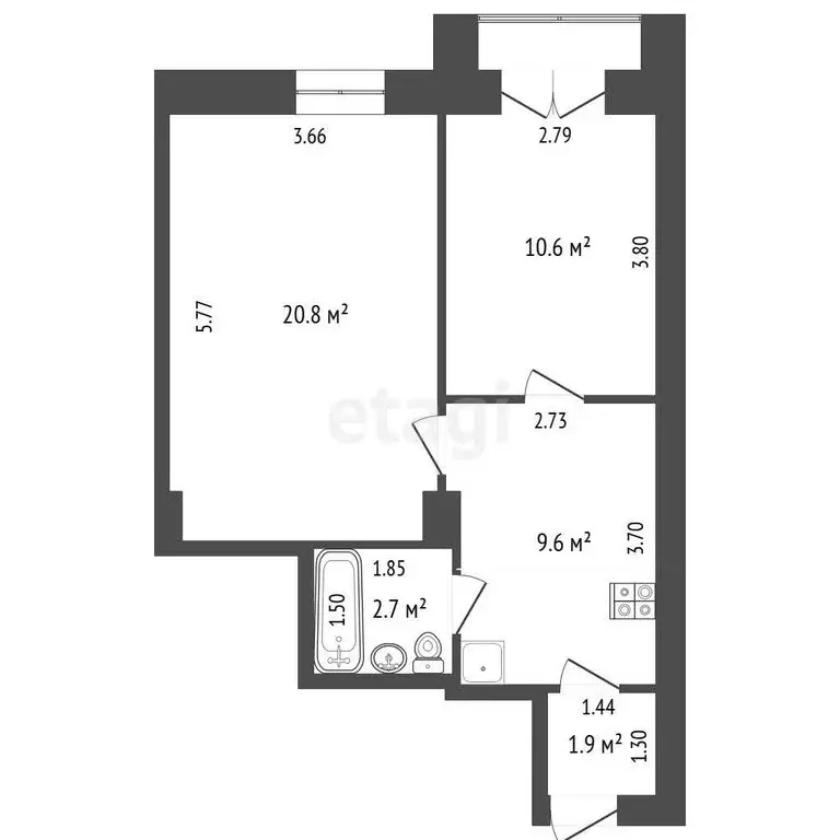 2-комнатная квартира: Нижний Новгород, Московское шоссе, 290 (45.6 м) - Фото 1