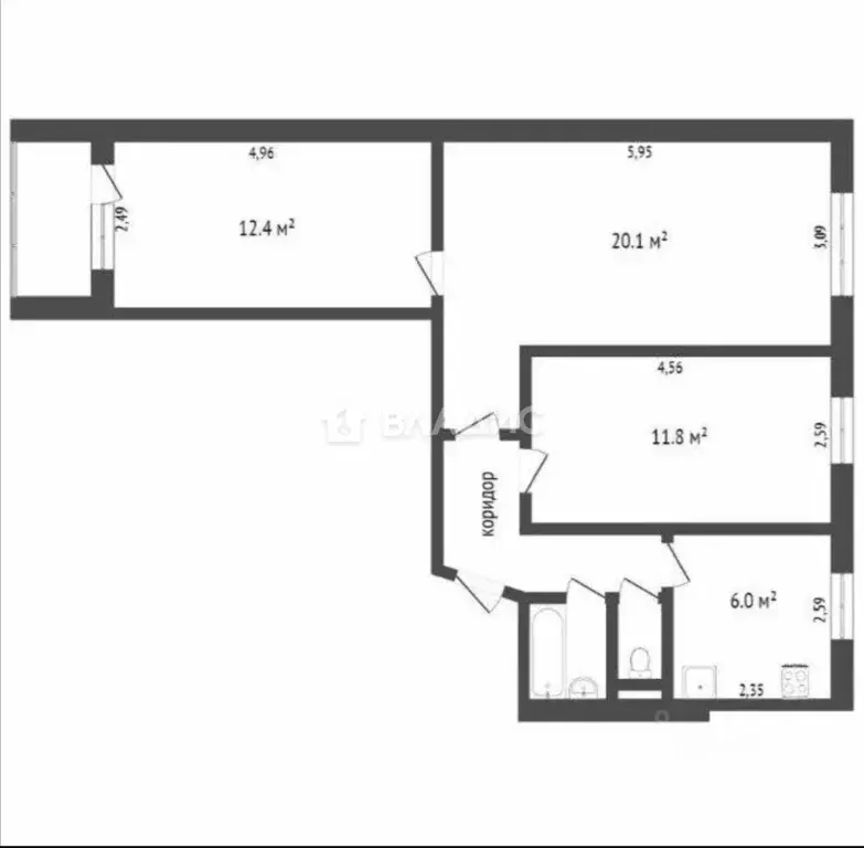 3-к кв. Москва Нагатинская наб., 22 (60.0 м) - Фото 1