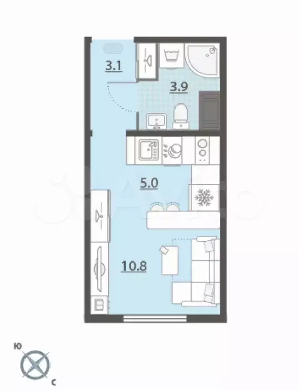 Квартира-студия, 22,8 м, 10/24 эт. - Фото 0