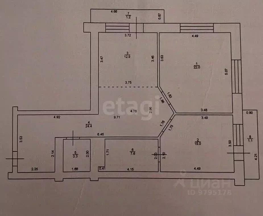 2-к кв. Татарстан, Казань ул. Волкова, 48/22 (85.2 м) - Фото 2