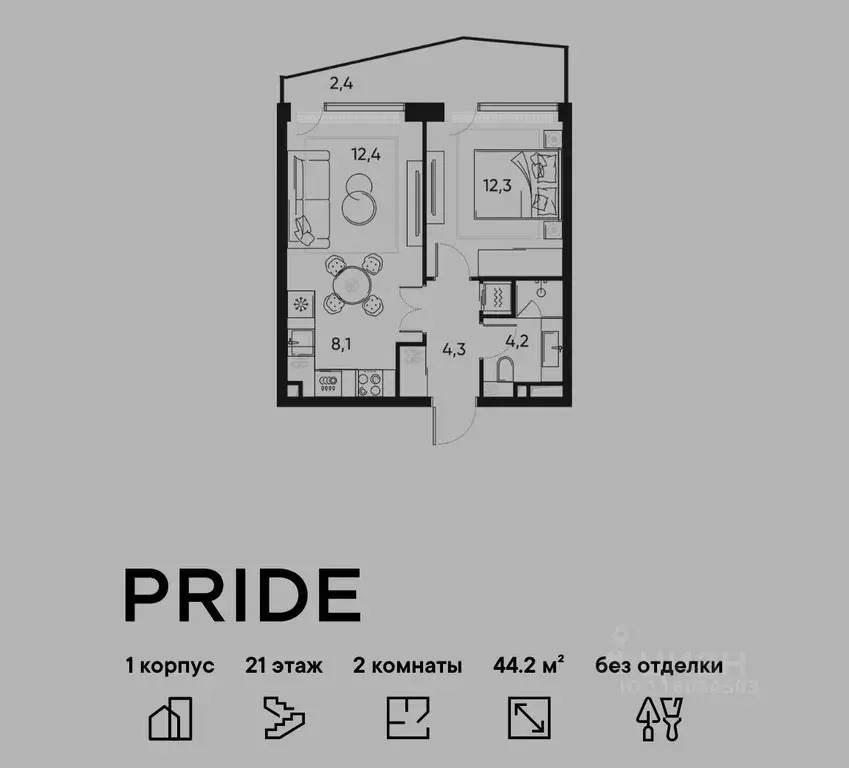 2-к кв. Москва Полковая ул., 1к1 (44.2 м) - Фото 1