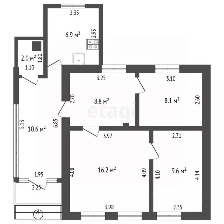 Дом в Крым, Феодосия пер. Тамбовский (62 м) - Фото 1