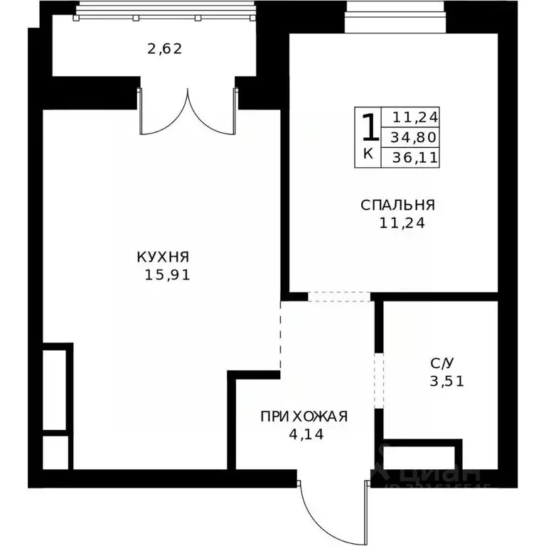 1-к кв. Нижегородская область, Нижний Новгород Ленгородок мкр, Мед ... - Фото 2