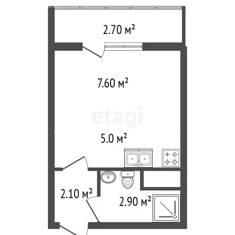 Квартира-студия: Санкт-Петербург, Пахомовская улица, 25 (17.6 м) - Фото 1