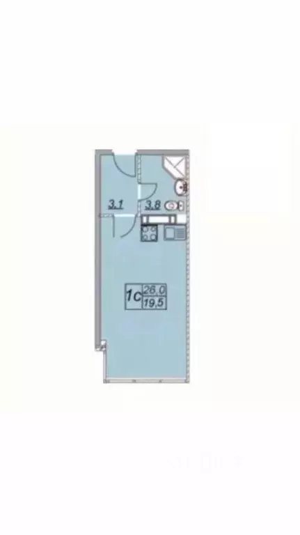 Студия Краснодарский край, Анапа Парковая ул., 61к4 (26.0 м) - Фото 2