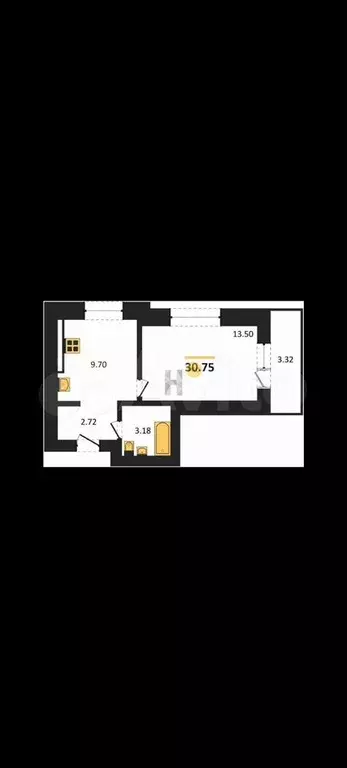 1-к. квартира, 32,4 м, 2/9 эт. - Фото 1