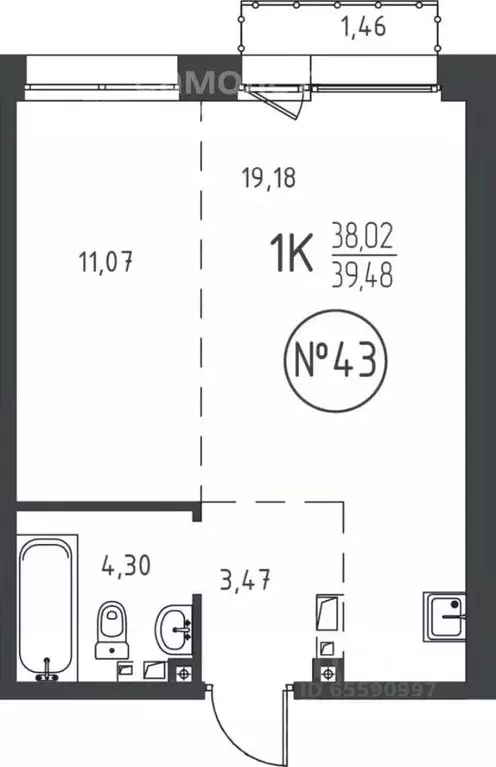 1-к кв. Иркутская область, Иркутск проезд Юрия Тена, 27 (40.0 м) - Фото 1