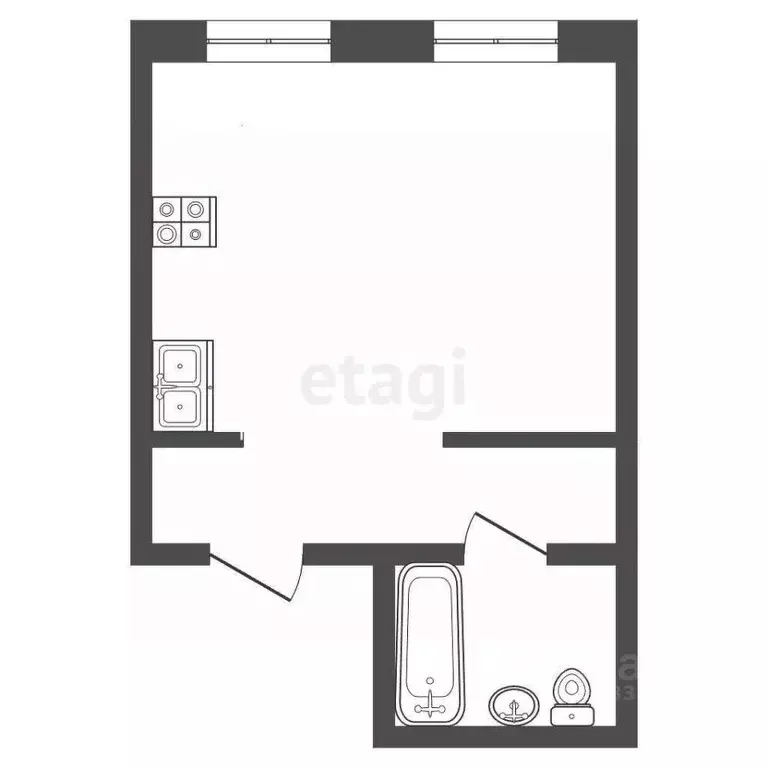 Студия Пермский край, Чернушка Пионерская ул., 48Д (21.0 м) - Фото 1