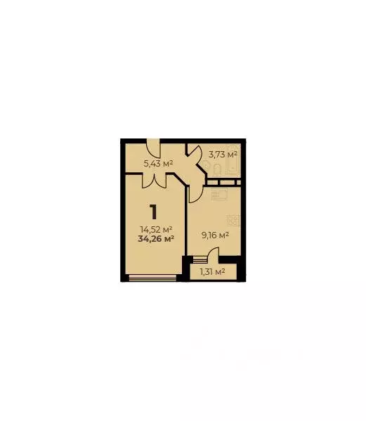 1-к кв. Пермский край, Пермь Байкальская ул., 7А (33.0 м) - Фото 1