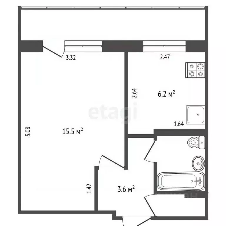 1-к кв. Татарстан, Набережные Челны пос. ЗЯБ, наб. Саначина, 18 (29.0 ... - Фото 1