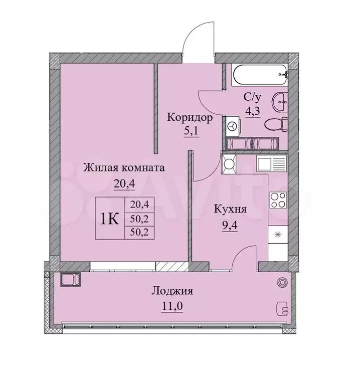 1-к. квартира, 51 м, 1/4 эт. - Фото 0