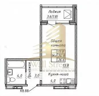 1-к кв. Новосибирская область, Новосибирск ул. Ясный Берег, 33 (26.6 ... - Фото 1