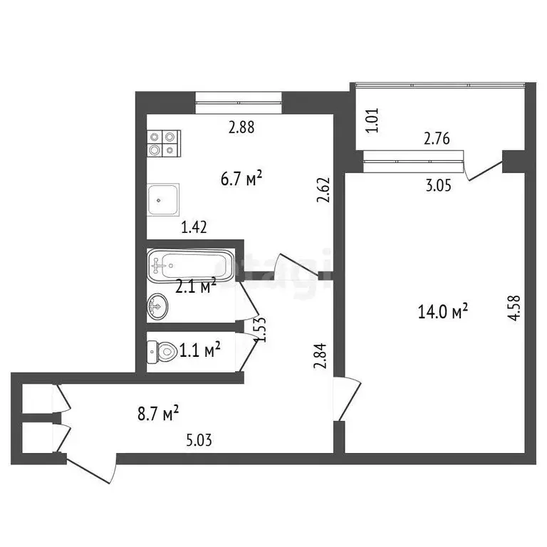 1-комнатная квартира: Калининград, Мариупольская улица, 11 (32.5 м) - Фото 1