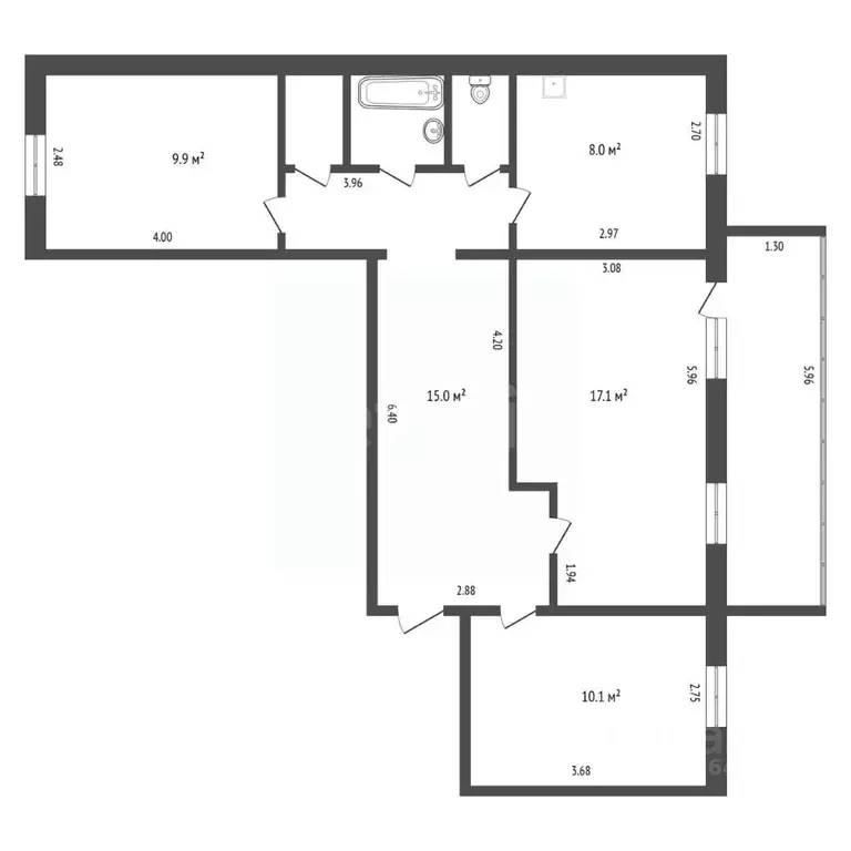 3-к кв. Амурская область, Благовещенск Институтская ул., 11 (73.0 м) - Фото 2