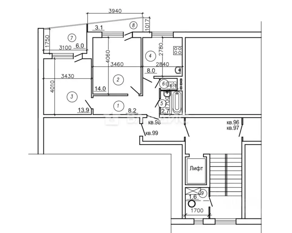 2-к кв. Пензенская область, Пенза ул. Терновского, 174 (57.0 м) - Фото 2