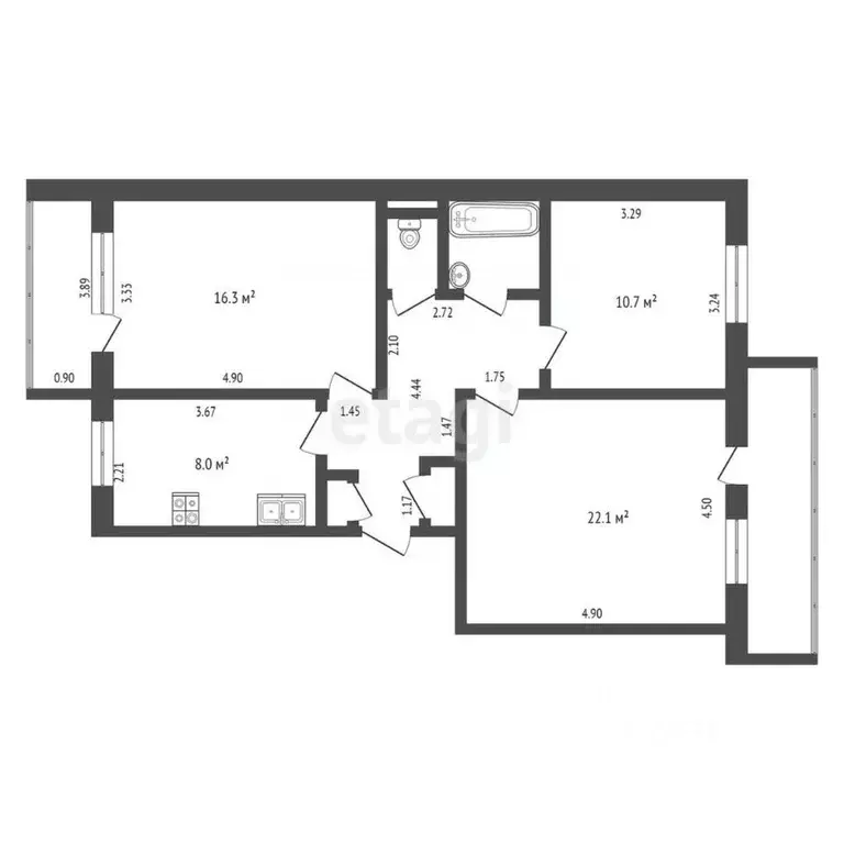 3-к кв. Свердловская область, Талица Рябиновая ул., 4 (71.2 м) - Фото 2