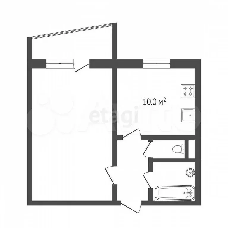1-к. квартира, 33,5 м, 3/5 эт. - Фото 0