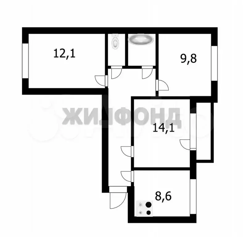 3-к. квартира, 61,5 м, 4/9 эт. - Фото 0