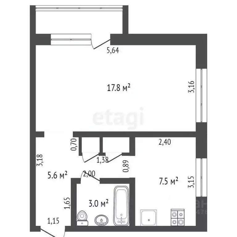 1-к кв. Кемеровская область, Юрга просп. Победы, 8А (34.9 м) - Фото 1