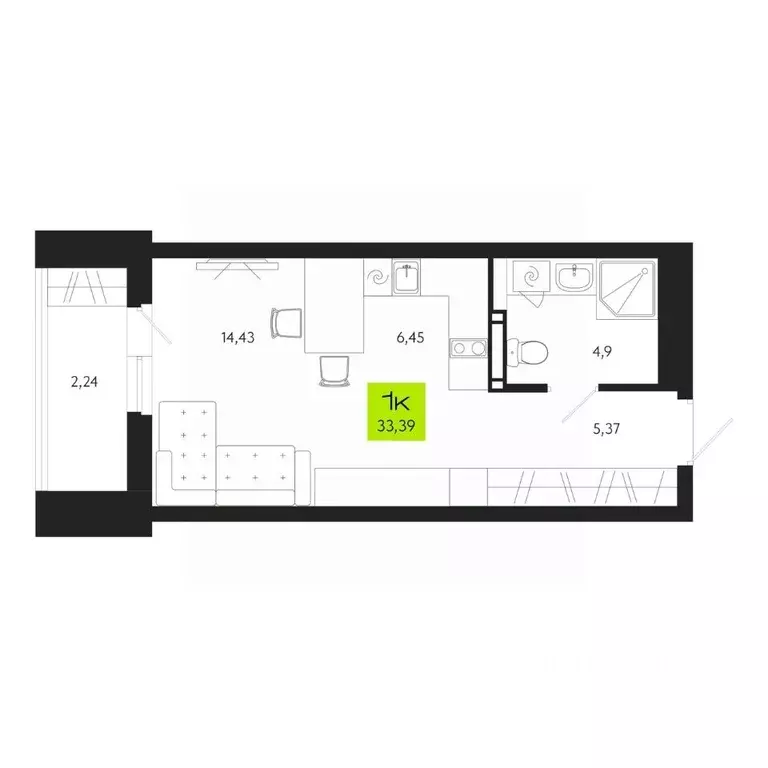 1-к кв. Томская область, Томск Уютный жилой квартал, ул. Маяковского, ... - Фото 1