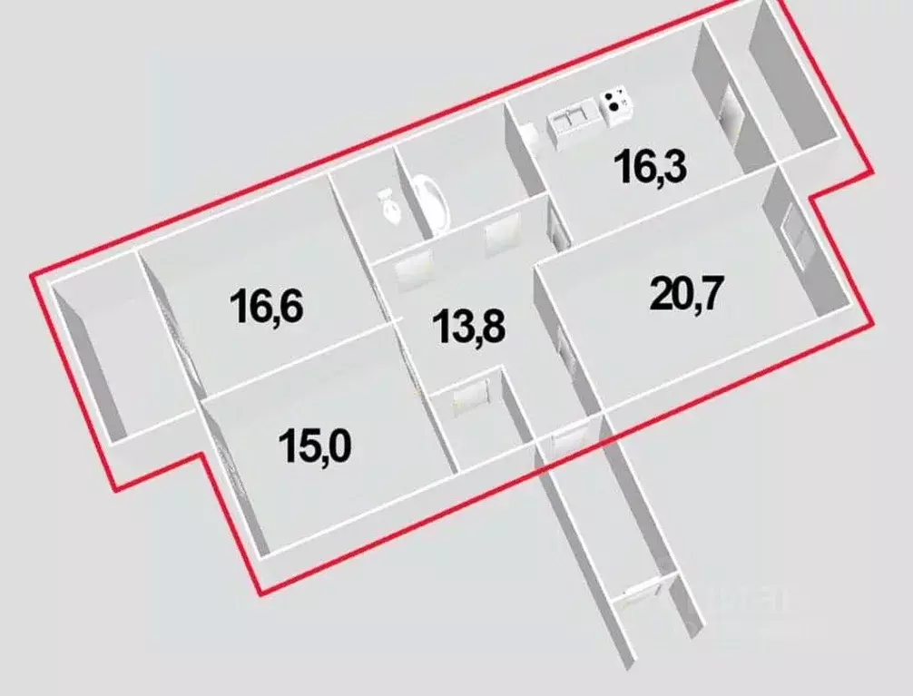 3-к кв. Санкт-Петербург Капитанская ул., 4 (92.4 м) - Фото 1