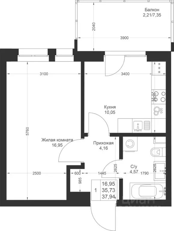 1-к кв. Татарстан, Лаишевский район, Столбищенское с/пос, с. Усады ул. ... - Фото 2