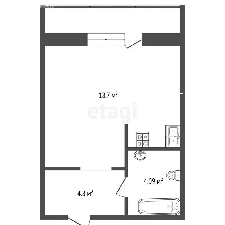 Квартира-студия: Тюмень, улица Тимофея Чаркова, 81к1 (28.1 м) - Фото 1