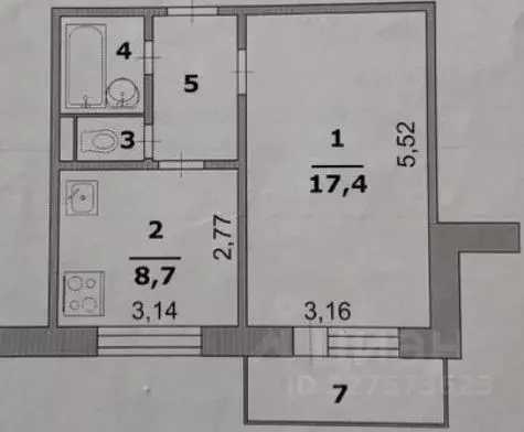 1-к кв. Белгородская область, Белгород ул. Губкина, 42а (33.8 м) - Фото 1