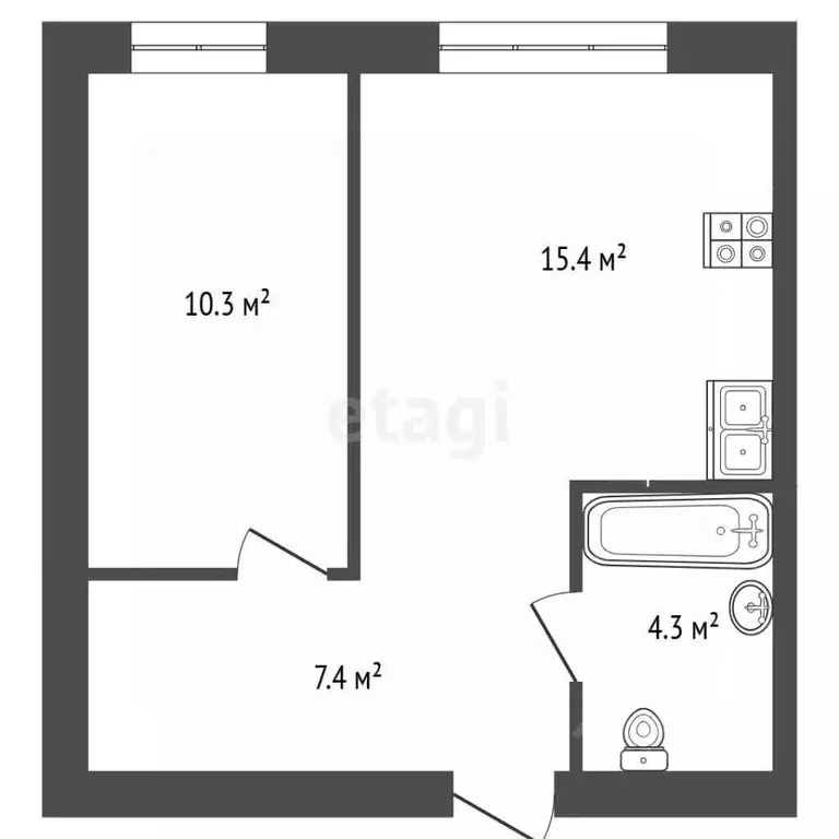 1-к кв. Тюменская область, Тюмень ул. Республики, 204к12 (37.8 м) - Фото 2