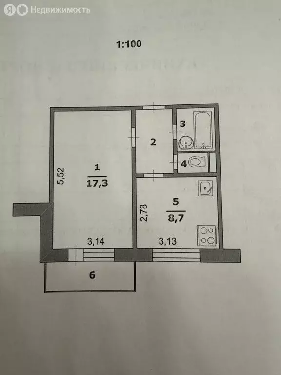 1-комнатная квартира: Белгород, улица Губкина, 42А (33.5 м) - Фото 2