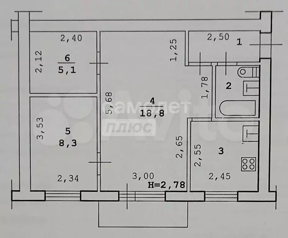 2-к. квартира, 44 м, 3/3 эт. - Фото 0