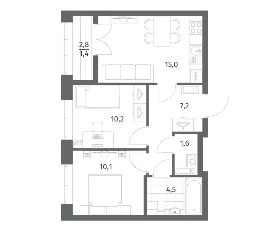 2-комнатная квартира: городской посёлок Новоселье, Адмиралтейская ... - Фото 1