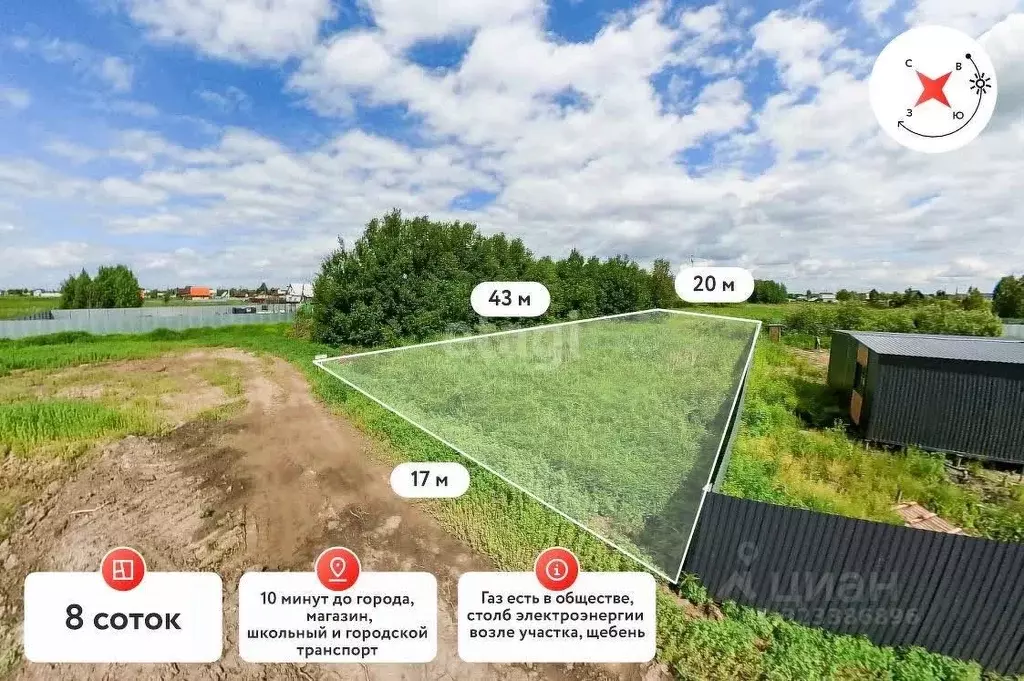 Участок в Тюменская область, Тюменский муниципальный округ, ... - Фото 1