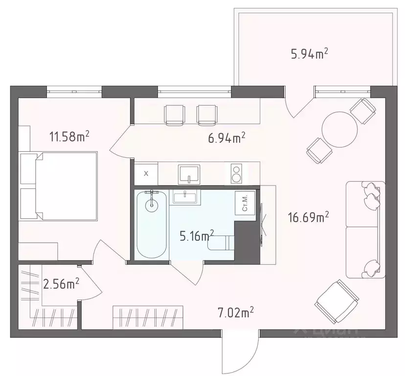 2-к кв. Санкт-Петербург Аптекарский просп., 18 (50.0 м) - Фото 1