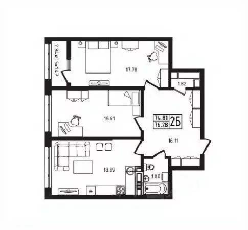 2-к кв. Адыгея, Майкоп  (76.28 м) - Фото 1