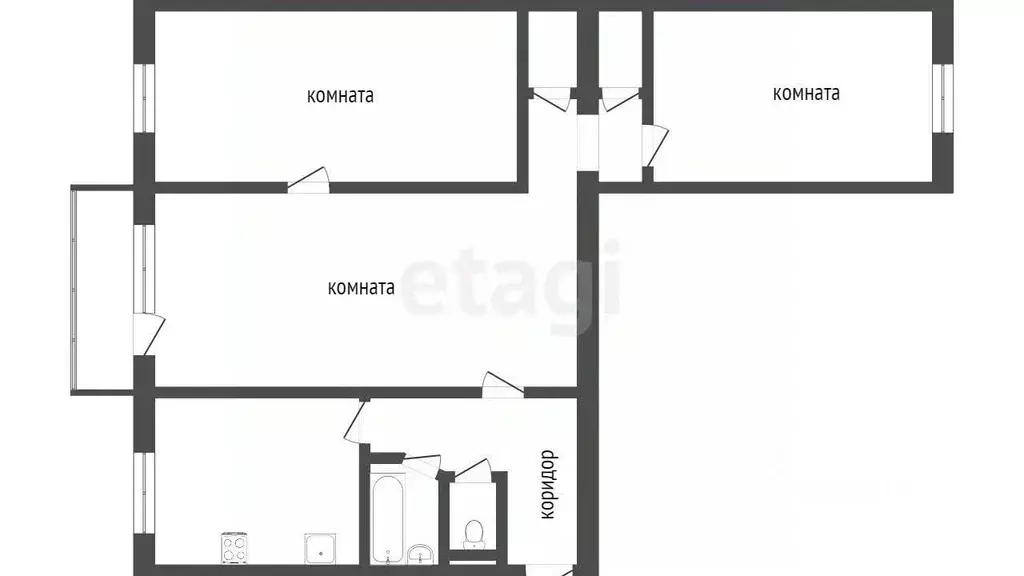 3-к кв. Севастополь ул. Дмитрия Ульянова, 20 (60.0 м) - Фото 1