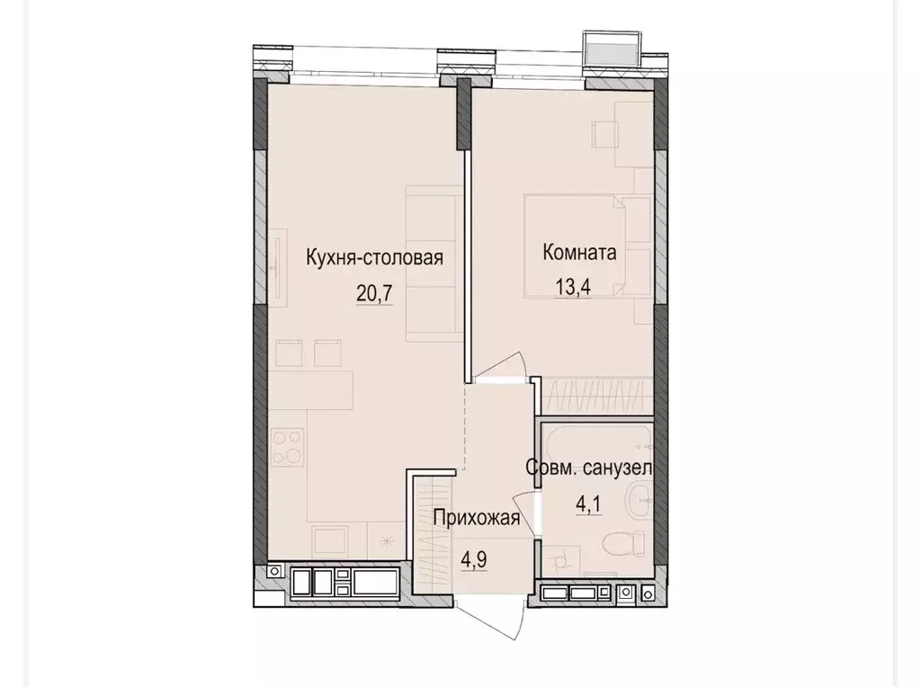 1-к кв. Татарстан, Казань Южно-Промышленная ул., 1 (43.0 м) - Фото 2